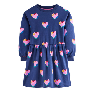 Mini Boden Blue Heart Drop Shoulder Sweat Dress In Navy