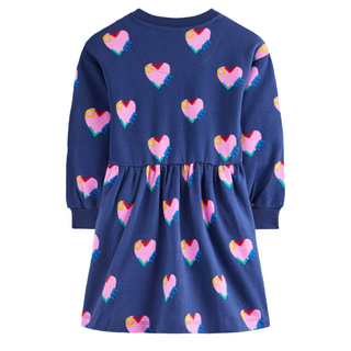 Mini Boden Blue Heart Drop Shoulder Sweat Dress In Navy