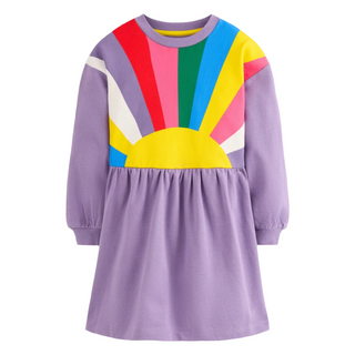 Mini Boden Girls Drop Shoulder Sweat Dress In Aster Purple Sunray