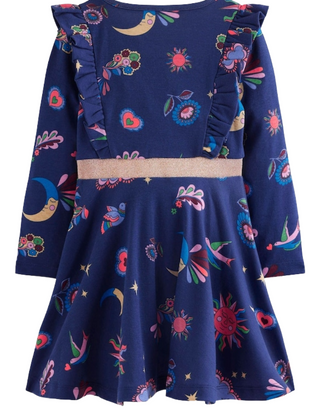 Mini Boden Girls Cora Twirly Jersey Dress In Blue