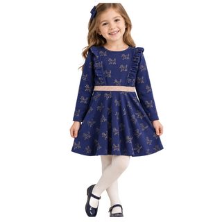 Mini Boden Girls Cora Twirly Jersey Dress In Navy