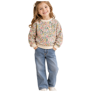 Mini Boden Green Relaxed Printed Sweatshirt In Beige