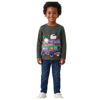 Mini boden Boys grey lift the flap Halloween t shirt long sleeve