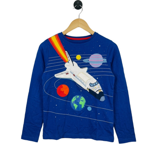 Mini Boden Long Sleeve Space Print Kids T-Shirt In Navy