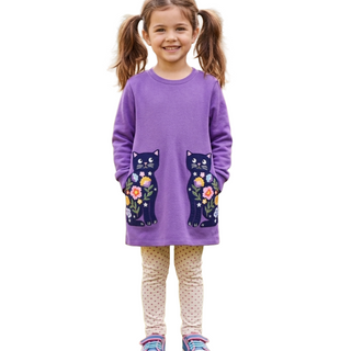 Mini Boden Girls Applique Tunic In Purple
