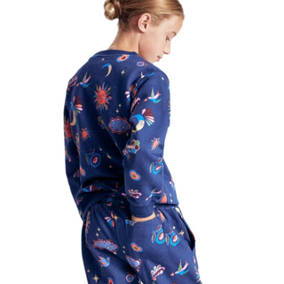 Mini Boden Girls Sweatshirt Printed  College Celestial In Navy