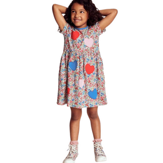 Mini Boden Girls Appliqué T-Shirt Dress In Multi Colour