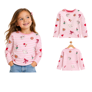 Mini Boden Kids Relaxed Breton Cotton Top In Pink