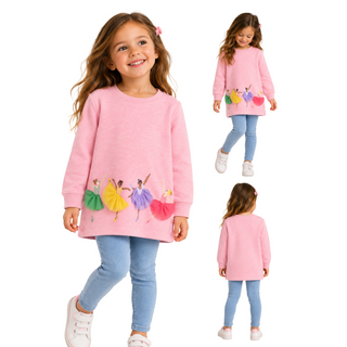 Mini Boden Girls Pink Applique Tunic In Pink