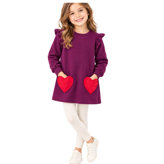 Mini Boden Heart Pocket Tunic In Purple