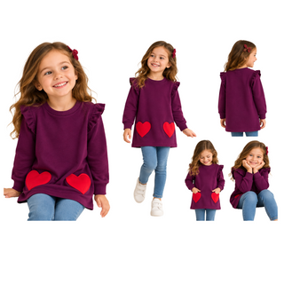 Mini Boden Heart Pocket Tunic In Purple