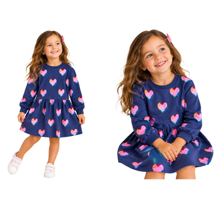 Mini Boden Blue Heart Drop Shoulder Sweat Dress In Navy
