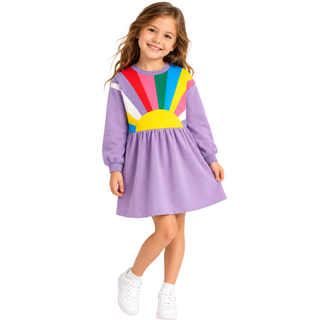 Mini Boden Girls Drop Shoulder Sweat Dress In Aster Purple Sunray