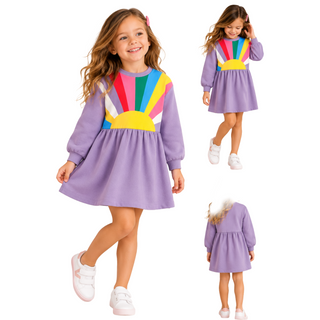Mini Boden Girls Drop Shoulder Sweat Dress In Aster Purple Sunray