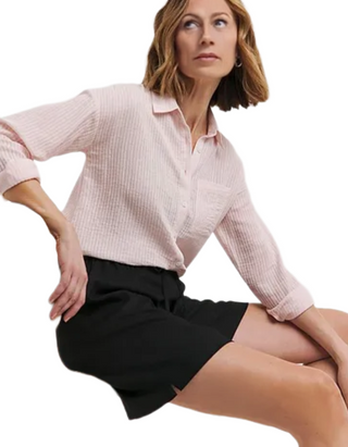 Women's Black Linen Mix Knee Length Shorts