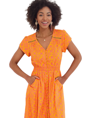 Women's Short Sleeve Print Maxi Dress in Orange