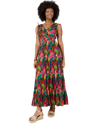 Kiana Printed Maxi Dress Petite In Red