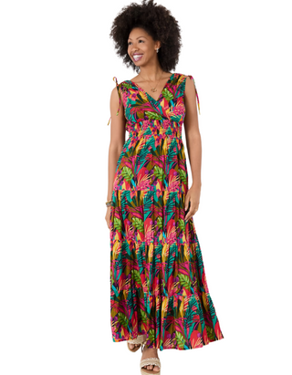 Kiana Printed Maxi Dress Petite In Red