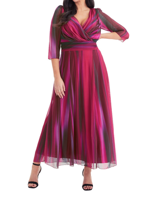 Women's Verity Wine Ikat Print Maxi Gown Pink