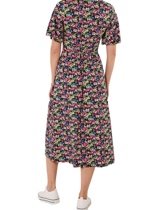 Woman's Fabulous Floral Jersey Dress in Navy
