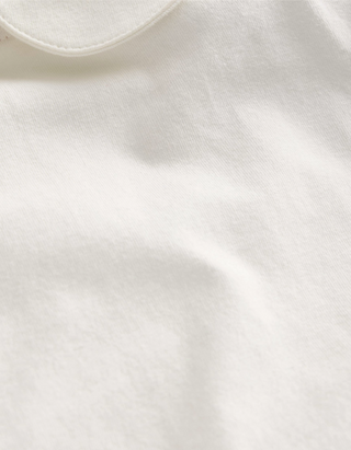 Mini Boden Girl's Long Sleeve Collared Jersey Ivory Top