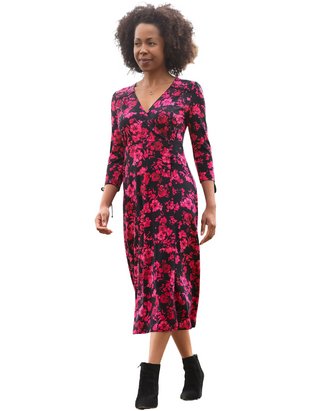Women's Pop Of Colour Jersey Midi Dress in Black