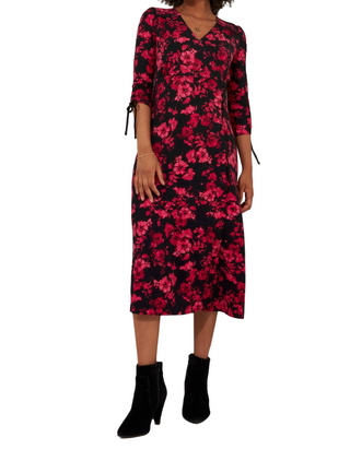 Women's Pop Of Colour Jersey Midi Dress in Black