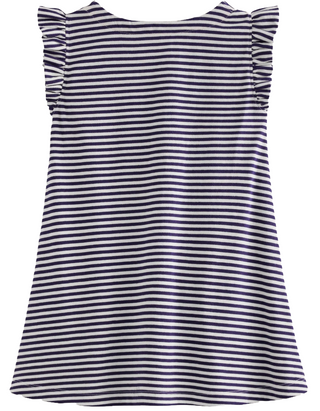 Mini Boden Girls Heart Pocket Frill Tunic In Navy