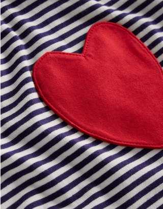 Mini Boden Girls Heart Pocket Frill Tunic In Navy