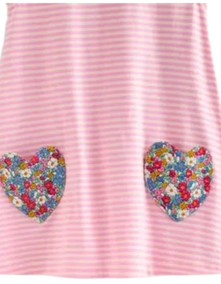 Mini Boden Girls Heart Pocket Frill Tunic In Pink