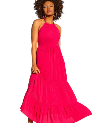 Women's Halter Neck Midaxi Dress In Pink