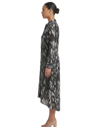 Women's Printed Corset Midi Shirt Dress In Black