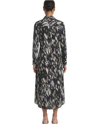 Women's Printed Corset Midi Shirt Dress In Black
