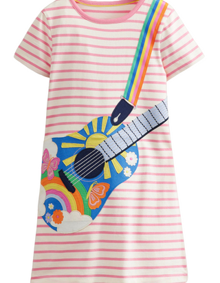 Mini Boden Appliqué Short Sleeve Jersey Dress In Pink