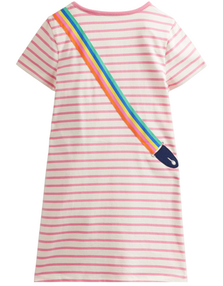 Mini Boden Appliqué Short Sleeve Jersey Dress In Pink