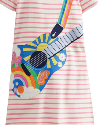 Mini Boden Appliqué Short Sleeve Jersey Dress In Pink