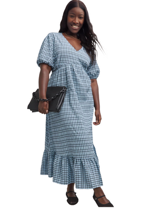 Women's Blue Textured Midi Dress