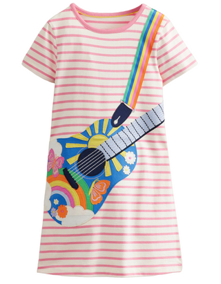 Mini Boden Girls' Applique Short Sleeve Jersey Dress In Pink