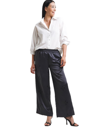 Women's Grey Sequin Spot Satin Trousers