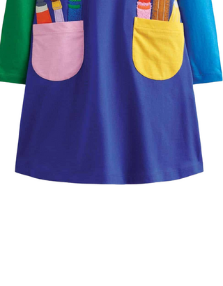 Mini Boden Girls Stationary Pocket Dress In Navy