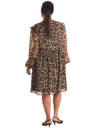 Women's (SLIGHT IMPERFECT) Leopard Lurex Dobby Bow Front Georgette Skater Dress