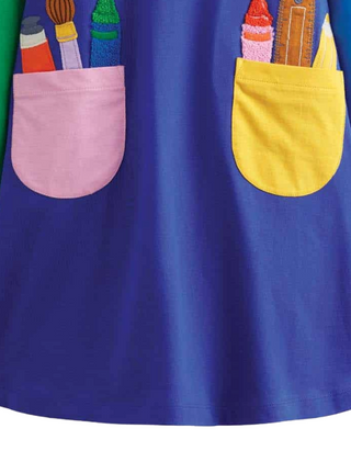 Mini Boden Girls Stationary Pocket Dress In Navy