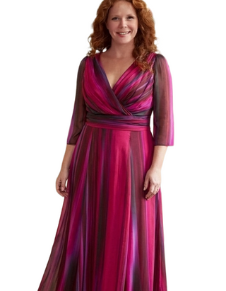 Women's Verity Wine Ikat Print Maxi Gown Pink