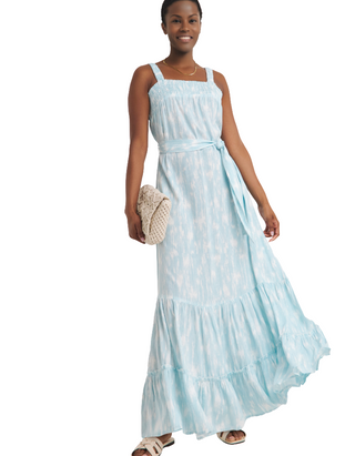 Printed Waist Apron Women's Dress In Blue