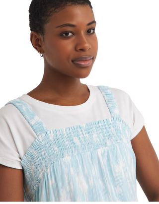 Printed Waist Apron Women's Dress In Blue