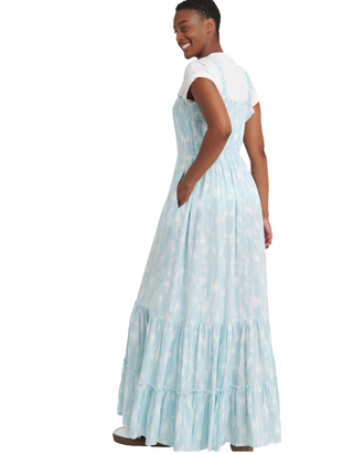 Printed Waist Apron Women's Dress In Blue