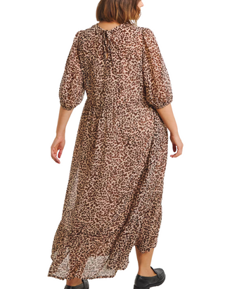Women's Leopard Print Georgette Maxi Dress (IMPERFECT)