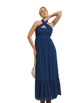 Women's Navy Multiway Jacquard Maxi Dress