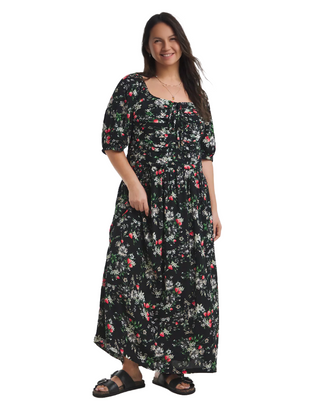 Women's Crinkle Midi Dress In Black
