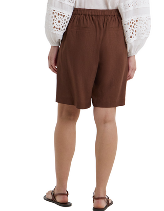 Women's Knee Length Chocolate Linen Mix Short